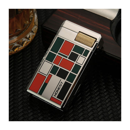 Honest New Windproof Butane Lighter with Dual Flame and Flint Ignition for Moxibustion and Daily Use - Trendy Design[No fuel]]