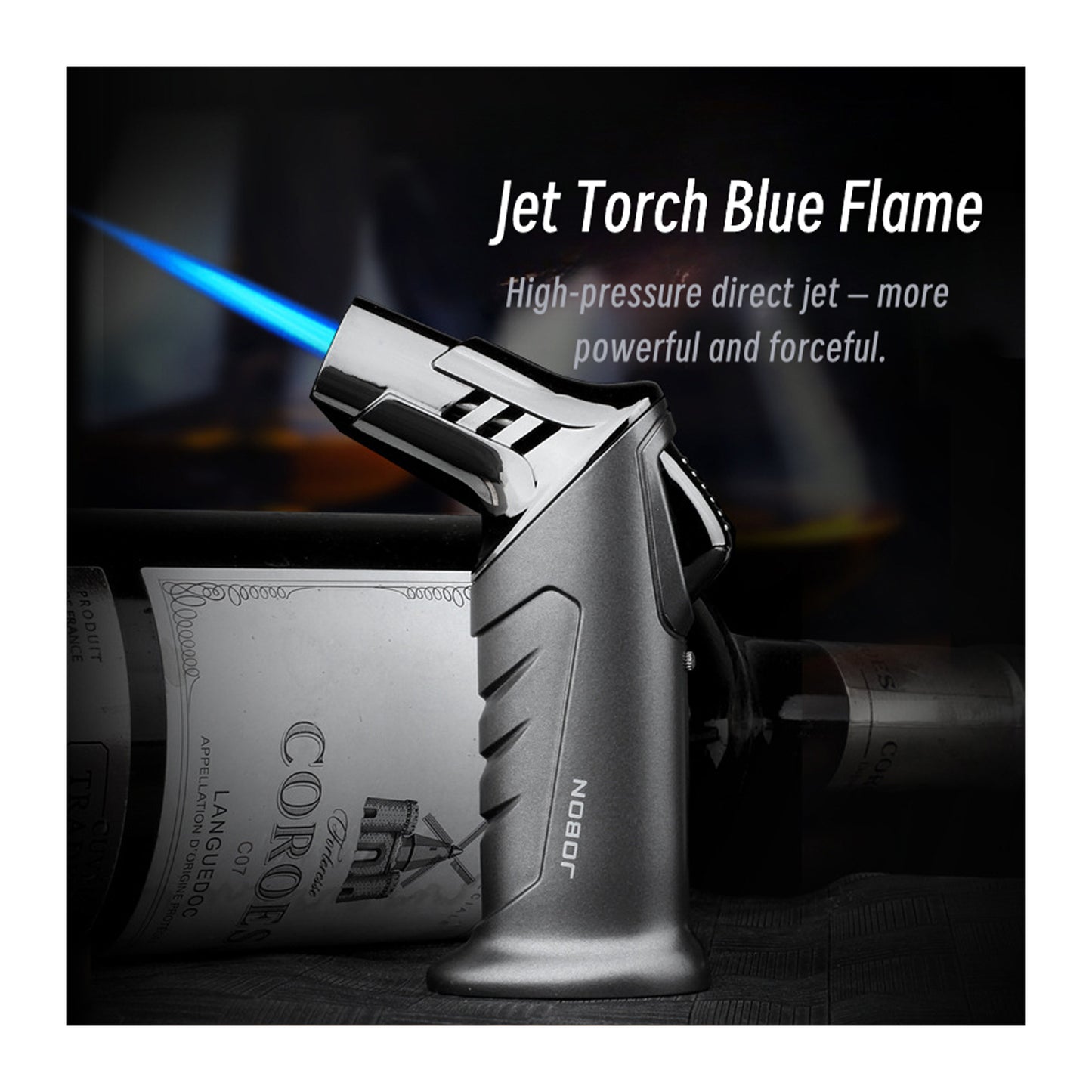Portable Blue Flame Jet Torch Lighter for Cocktail Smoking and Outdoor Use