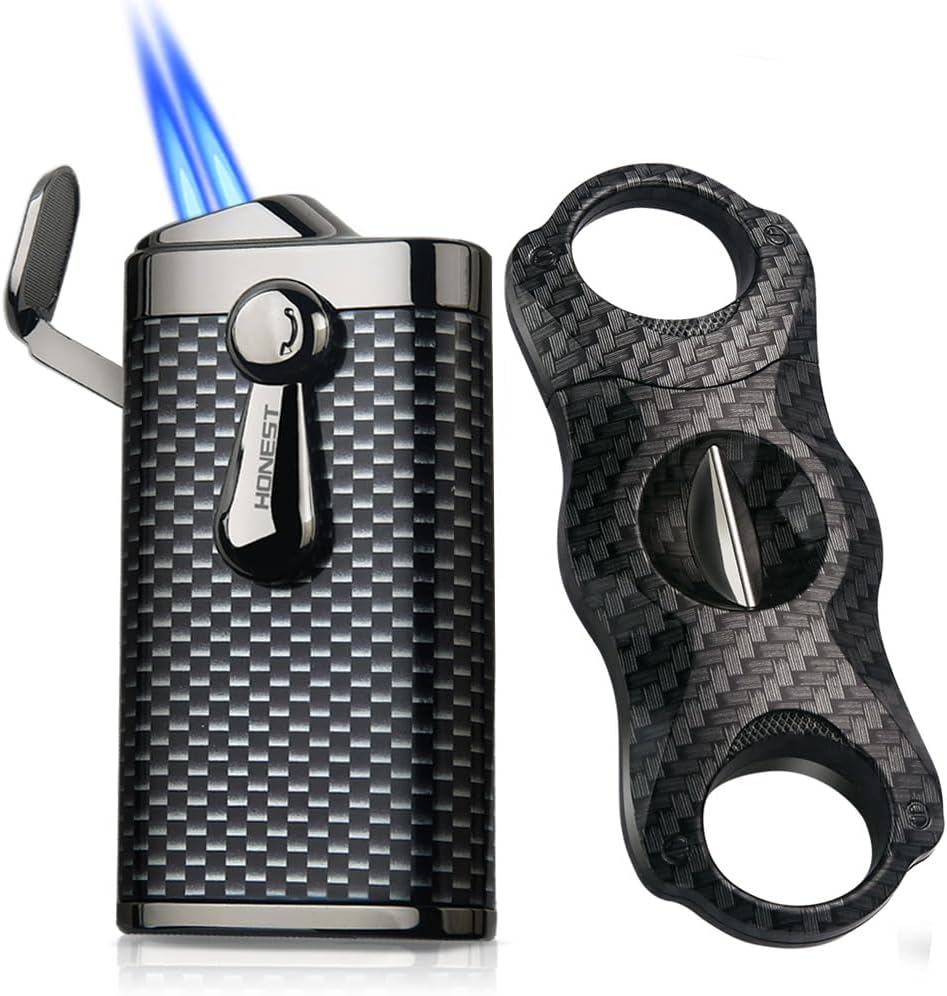 HONEST Double Jet Flame Torch Lighter – Pocket Lighter Gift for Men, Ideal for BBQ, Kitchen, Fireplace, and Candles