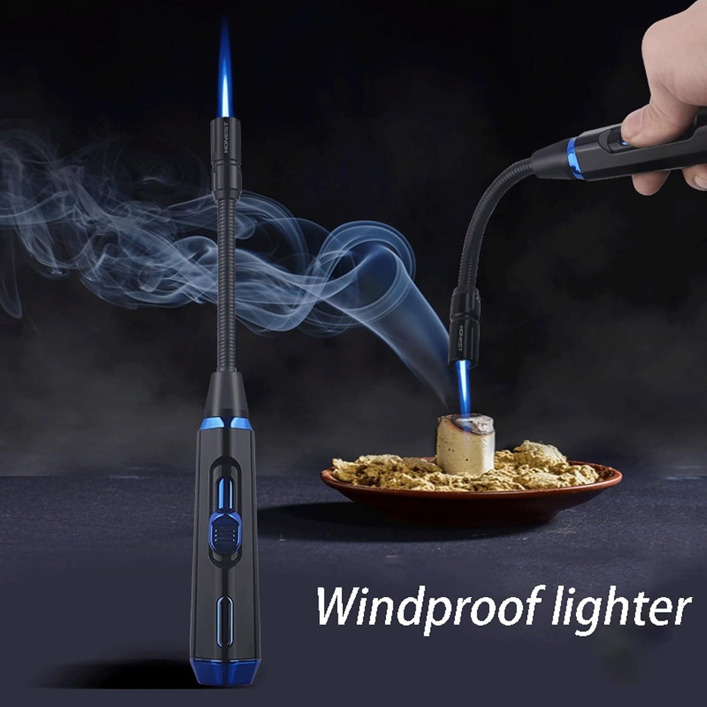 Honest Refillable Butane Lighter, Extra Long Jet Lighter, Multi-Purpose Lighter for Candle Camping (Butane not Included)