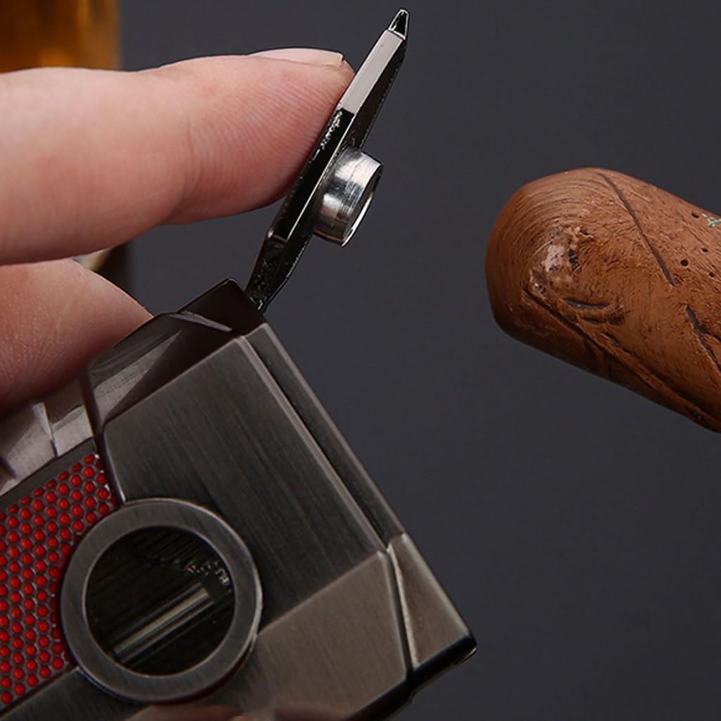 Honest Triple Jet Torch Cigar Lighter with Cigar Punch Rest Holder, Windproof Butane Lighter Refillable - Butane Not Included,Box Included