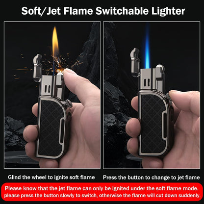 Honest Jet Torch Lighter, Soft/Jet Flame Switchable Lighters, Butane Refillable Lighter with Foldable Punch and Adjustable Flame Dial, Cool Lighters for Men/Husband (Fuel not Included)