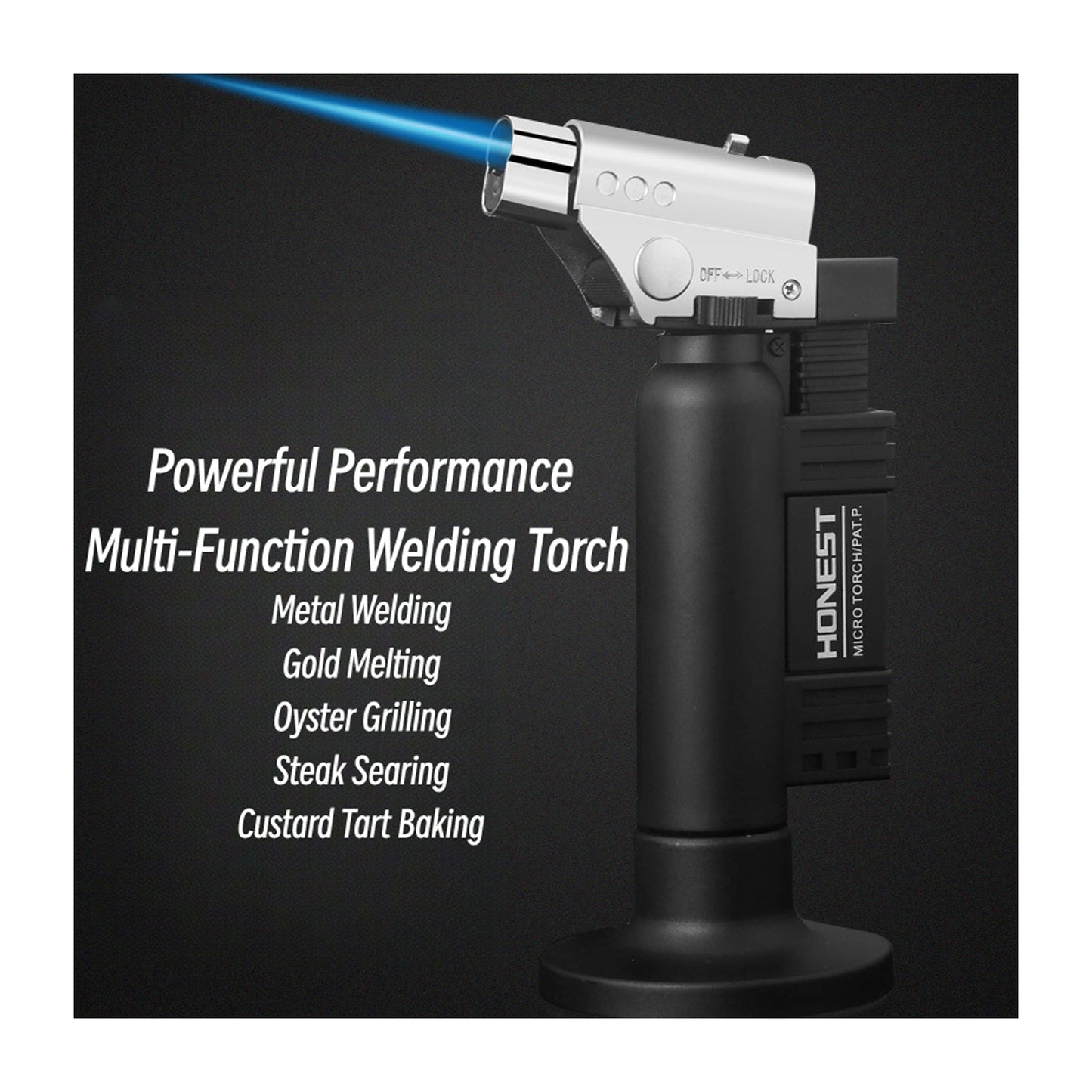 Honest High Power Dual Jet Flame Butane Lighter Windproof Ignition Tool for Camping and Barbecue