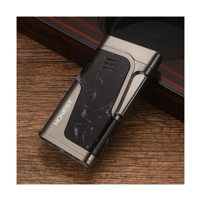 HONEST Genuine Windproof Refillable Butane Lighter Dual Jet Flame Metal Design Gift Item