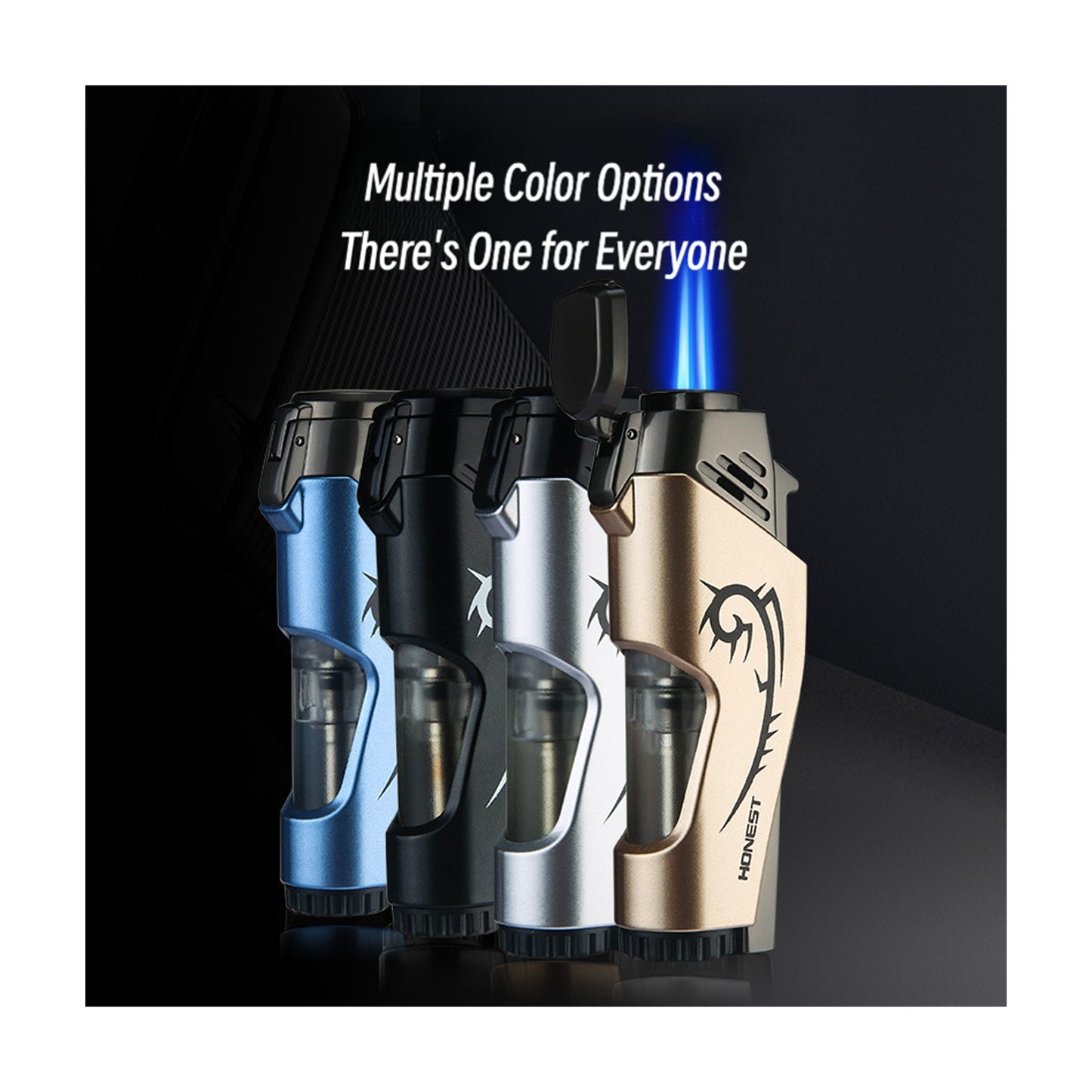 Honest New Dual Jet Blue Flame Windproof Portable Refillable Lighter Personalized Design Business Gift