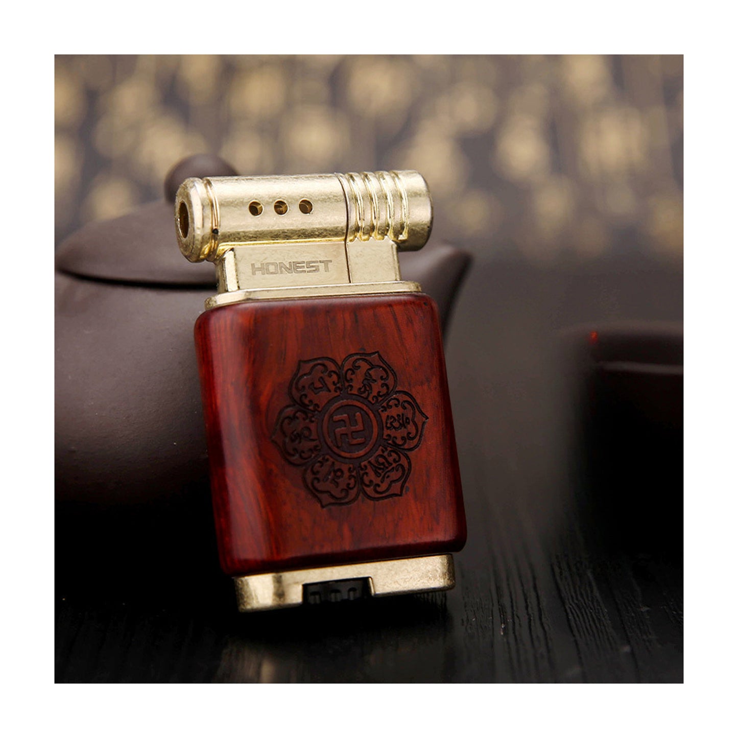 Honest New Sandalwood Gas Lighter Creative Retro Vintage Metal  Style Lighter Gift
