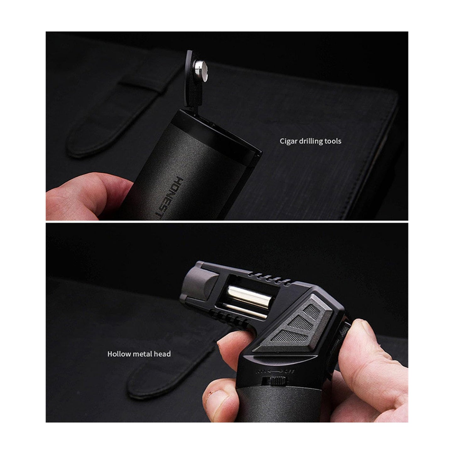 Honest Butane Torch Lighter Refillable Adjustable Jet Flame, Multipurpose Outdoor Windproof Cooking Cool Torch Lighters (Butane Not Included)