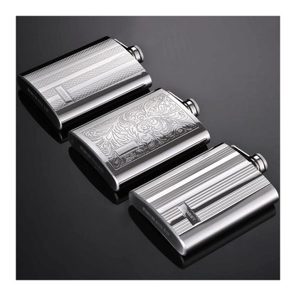 Honest Genuine 8oz Hip Flask Set Portable Outdoor Stainless Steel Liquor Flask Double Sided Embossed Gift Set