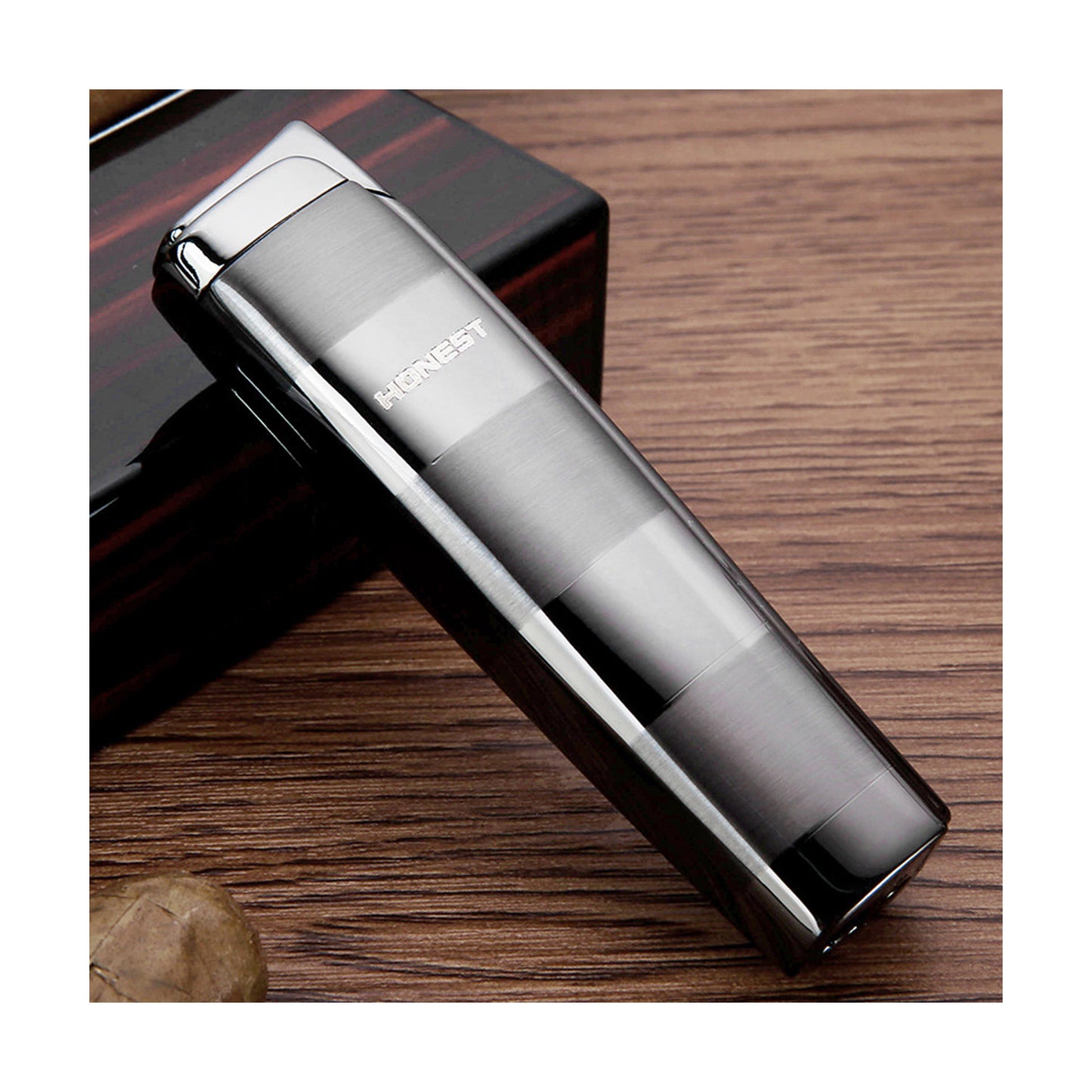 Honest Portable Blue Straight Flame Lighter Windproof Butane Lighter Jet Single Flame Lighter Convenient and Compact Rechargeable Adjustable Flame Suitable for Men's Gifts