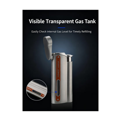 Honest Direct-fire Torch Butane Lighter Transparent Oil Window Adjustable Flame Inflatable Portable Windproof Lighter Suitable for Indoor and Outdoor use