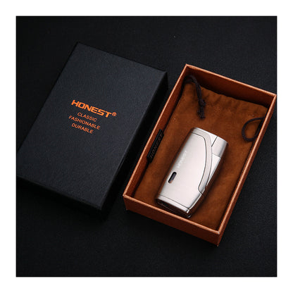 Honest Dual Windproof Flame Portable Lighter Premium Metal Inflatable Cigar Lighter with 7mm Punch