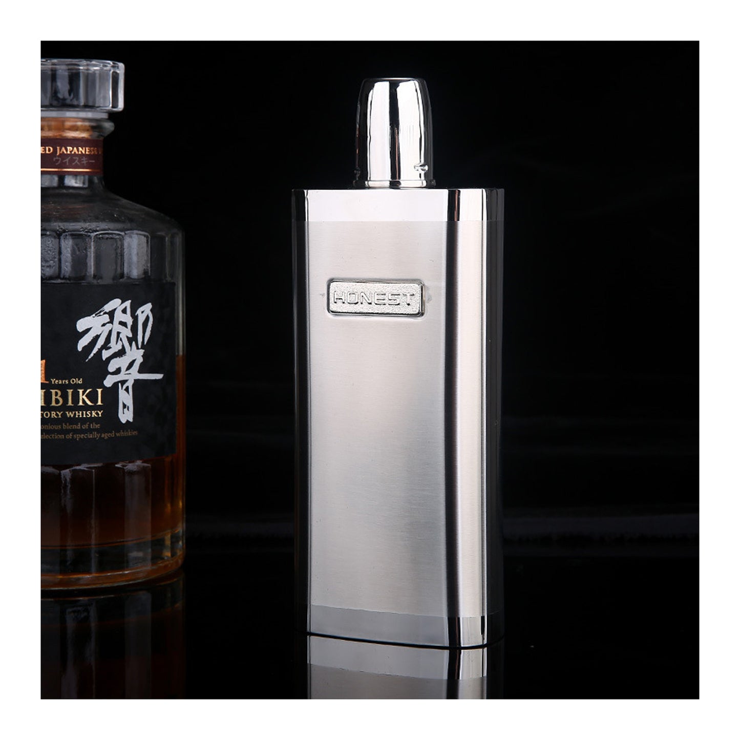 Honest 304 Stainless Steel 12oz Large Capacity Hip Flask Portable Outdoor Liquor Flask for Men with Drinking Cup