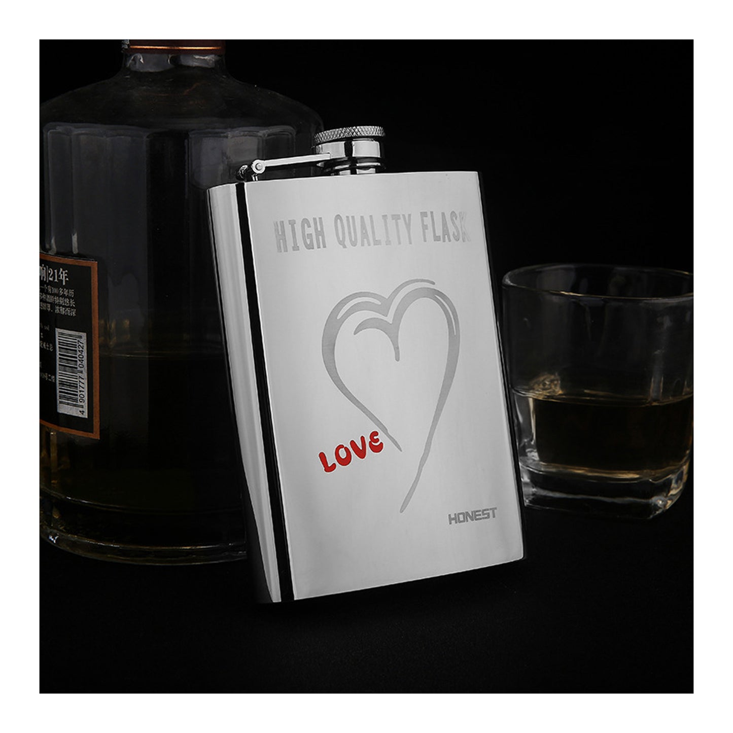 Honest Fashion High-End 6oz Stainless Steel Flask Portable Outdoor Pocket Liquor Flask Thickened 304 Stainless Steel Alcohol Flask