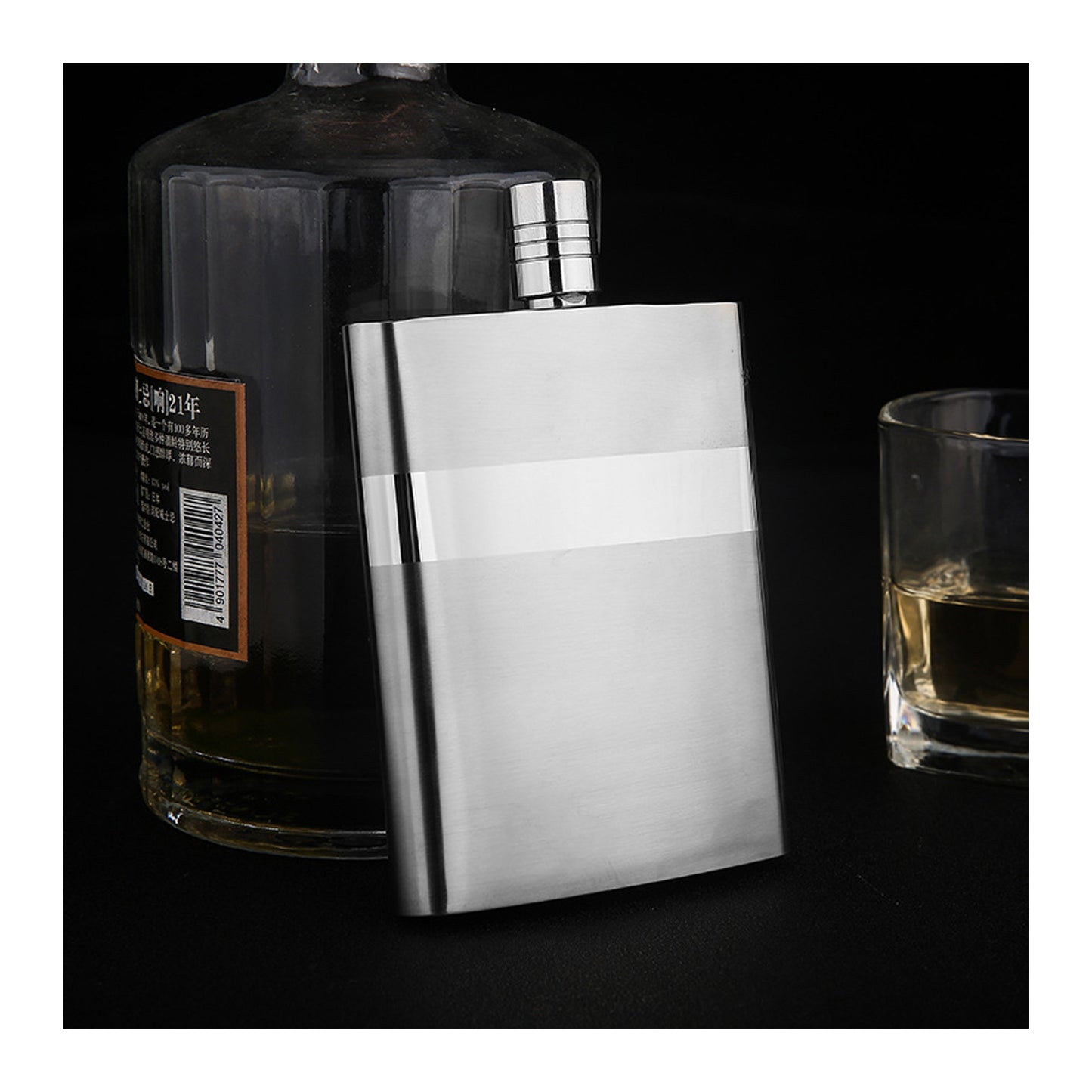 Honest Stylish 6oz Hip Flask 304 Stainless Steel Portable Alcohol Flask with Polished Finish for Outdoor Travel and Gifts