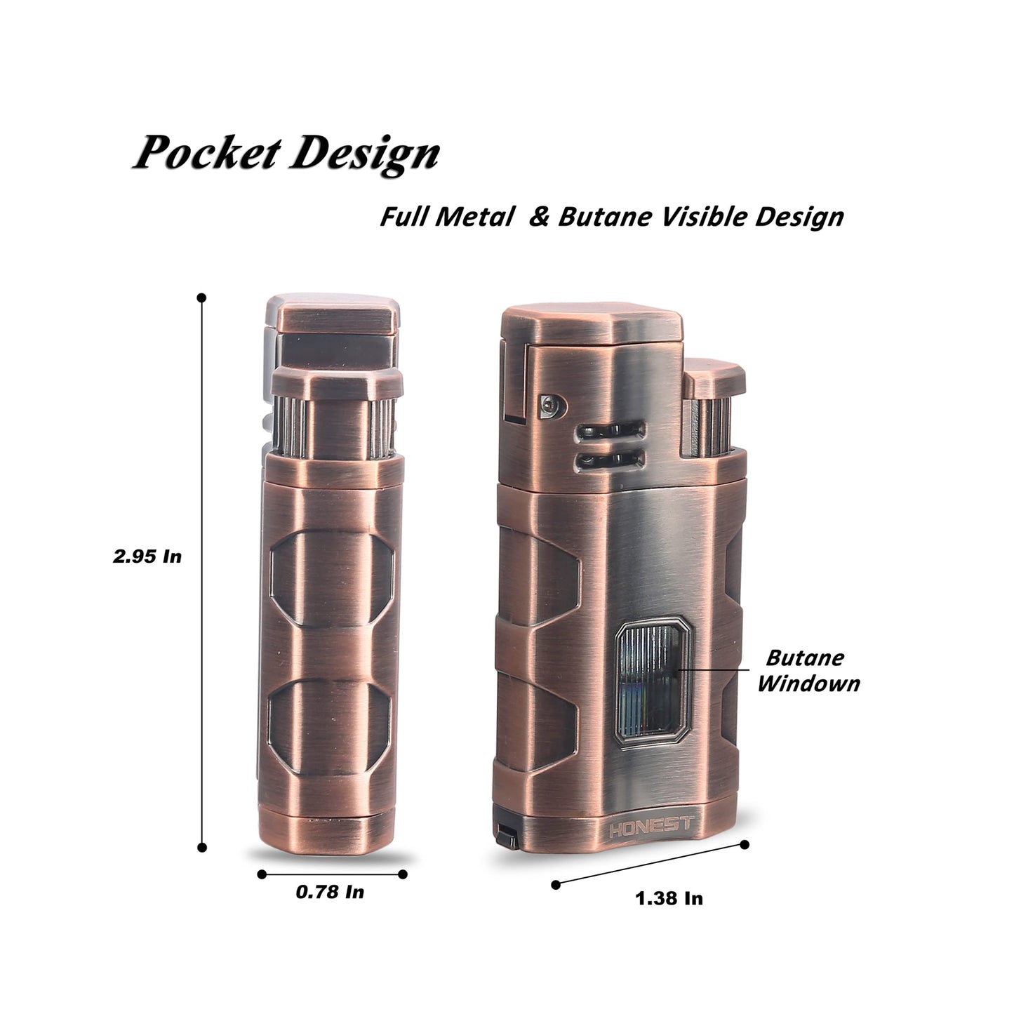 Triple Jet Flame Butane Torch Lighter with Punch and Rest Holder - Refillable Windproof Lighter (Butane Not Included)