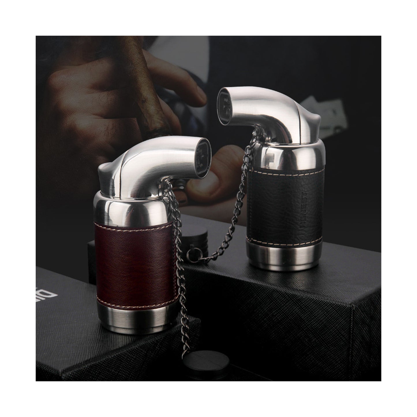 Honest Authentic Extra-Large Windproof Metal Lighter with Four-Stream Jet Flame – Creative Outdoor Rechargeable Design