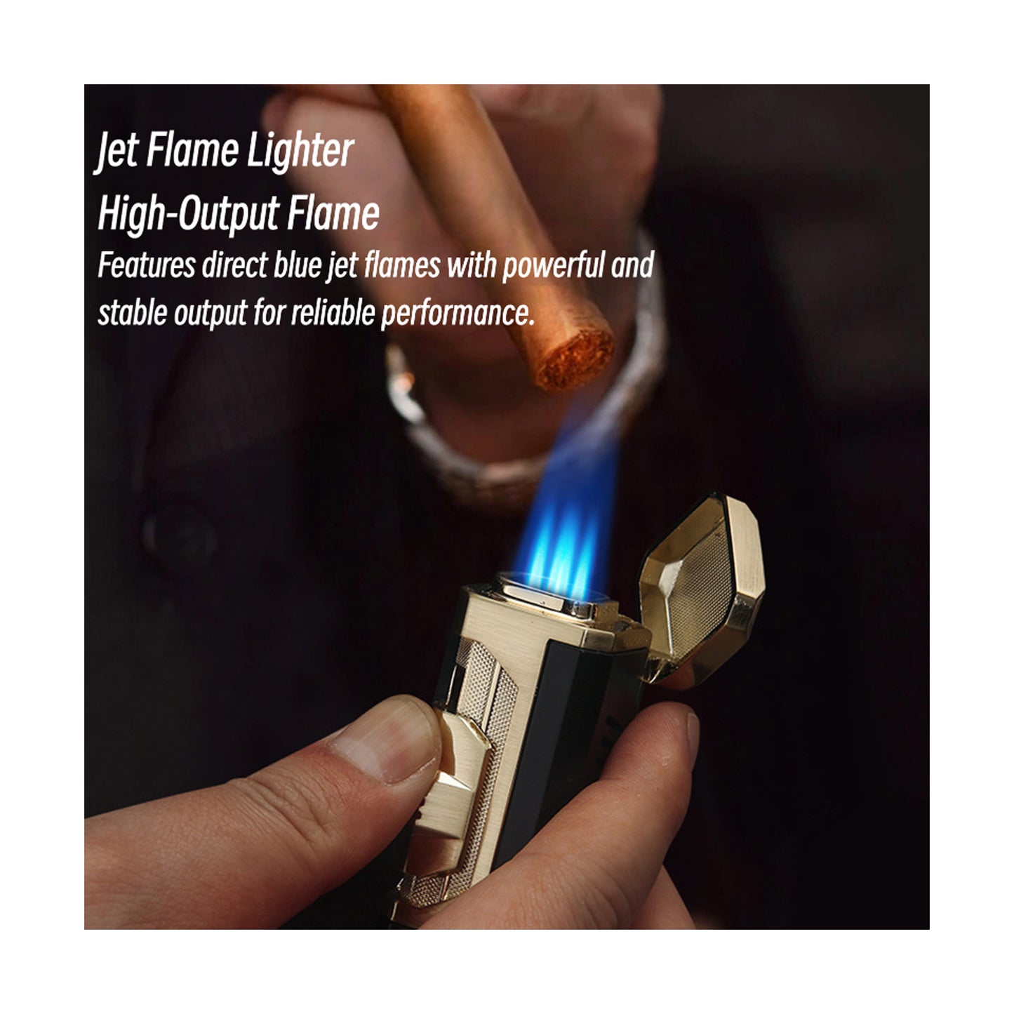 Honest Refillable Windproof Lighter, Quad Jet Flame Metal Igniter for Business Gifts & Cross-Border Promotion