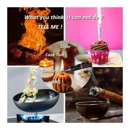 Refillable Butane Torch Lighter – Single Jet Flame for Candles, Grills, BBQ, and Camping (Gas Not Included)