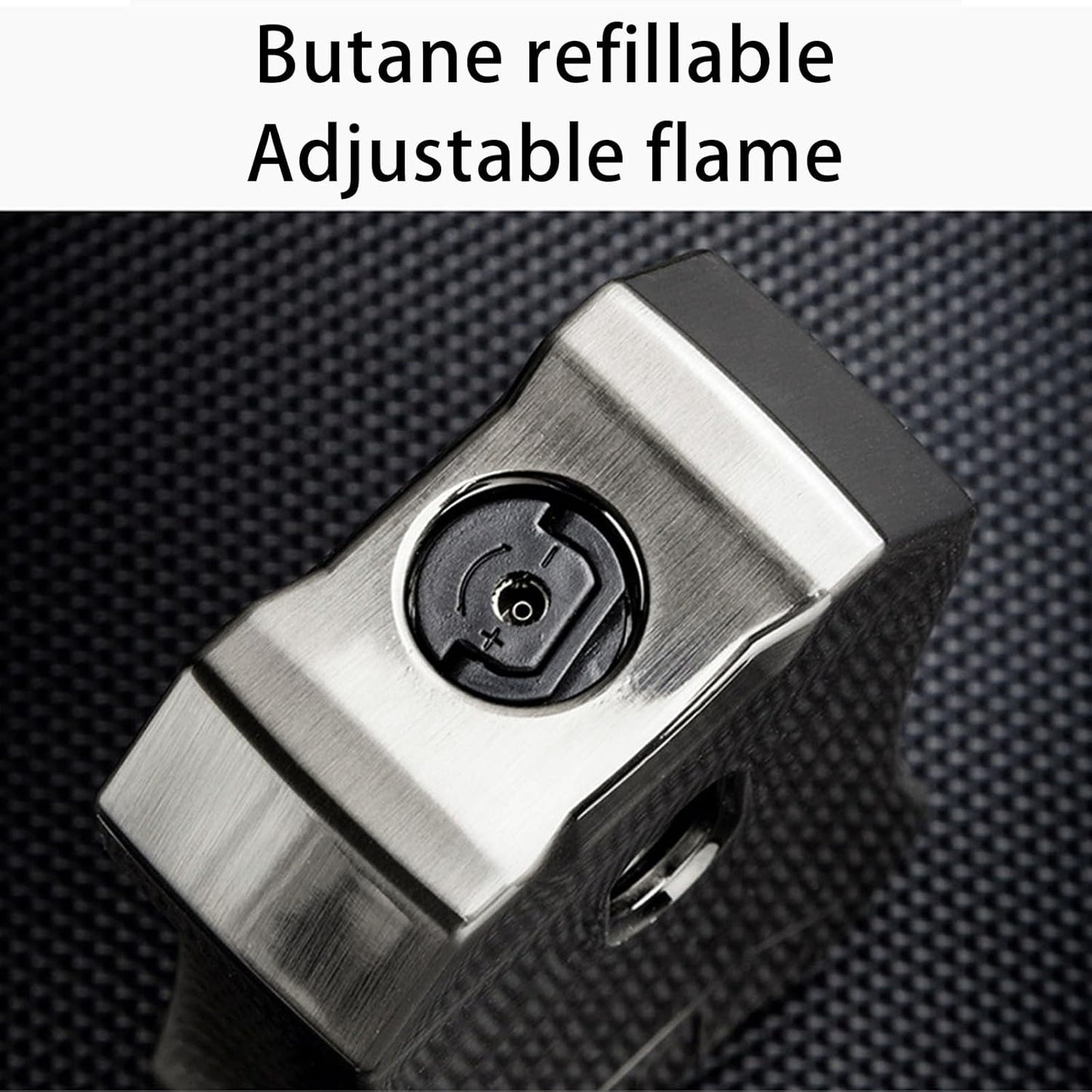 Honest Windproof Four-Jet Flame Lighter, Pure Metal, Butane Refillable, Multi-Function, with Viewing Window, Gift
