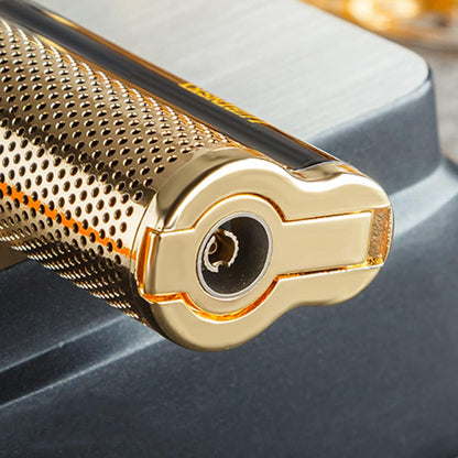 Honest Metal Windproof Gas Butane with Punch Cigar Lighter Jet Butane Gas Smoking Torch Lighter Adjustable and Portable Mens Gadget