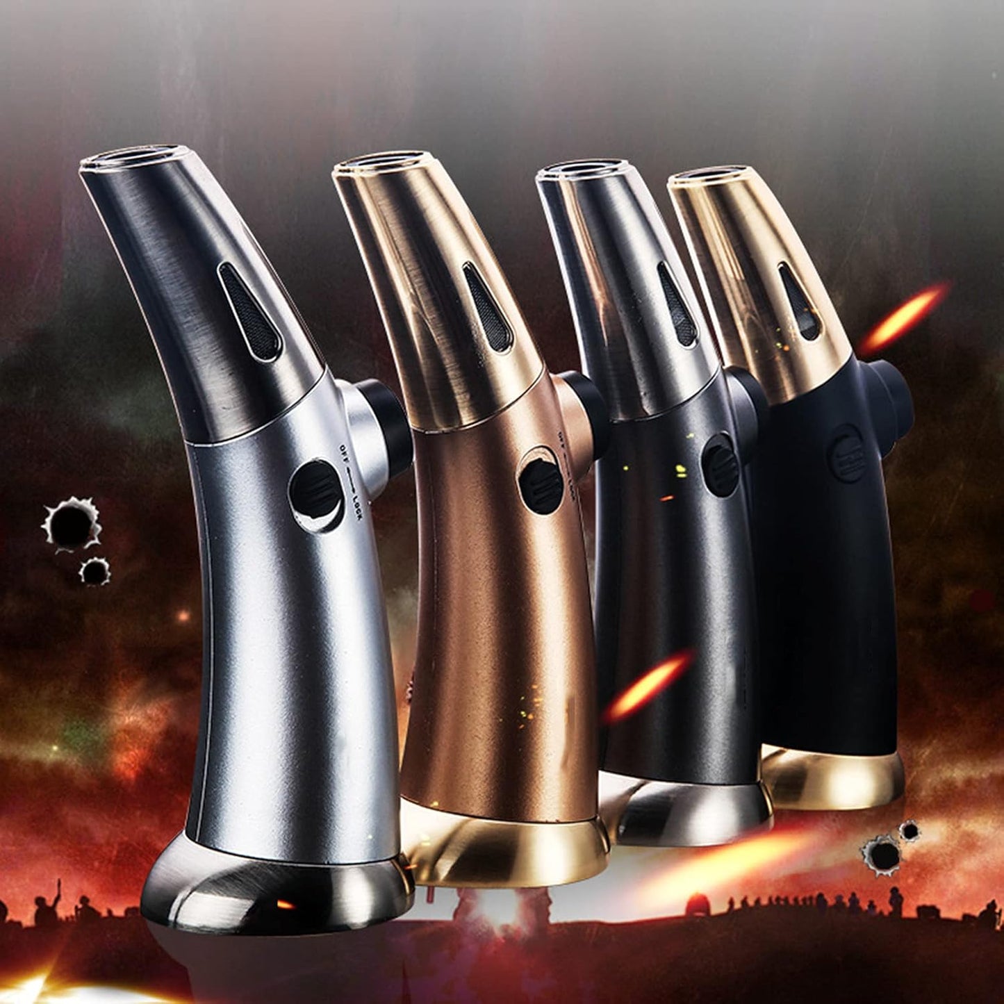 Honest Portable Spray Gun Adjustable Flame Size in One Hand Butane Torch Refillable Cigar Straight Into the Fixed Flame Lighter Continuous Flame Lock