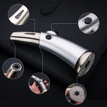 Honest Portable Spray Gun Adjustable Flame Size in One Hand Butane Torch Refillable Cigar Straight Into the Fixed Flame Lighter Continuous Flame Lock