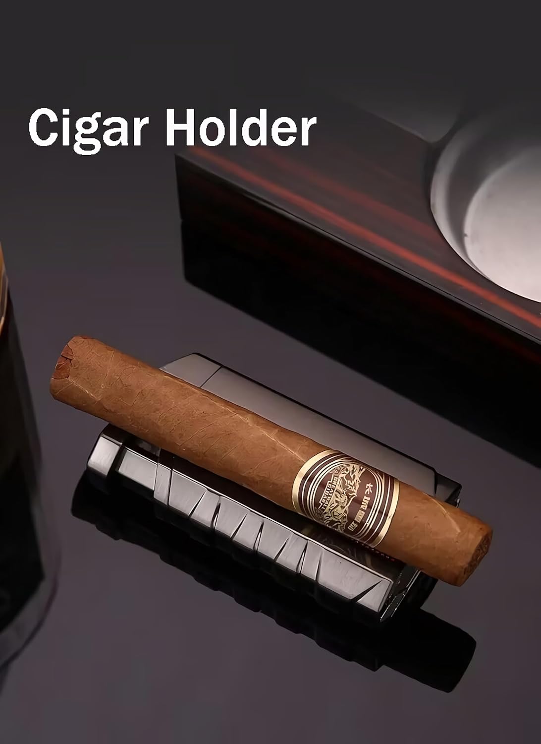 Honest Triple Jet Torch Cigar Lighter with Cigar Punch Rest Holder, Windproof Butane Lighter Refillable - Butane Not Included,Box Included