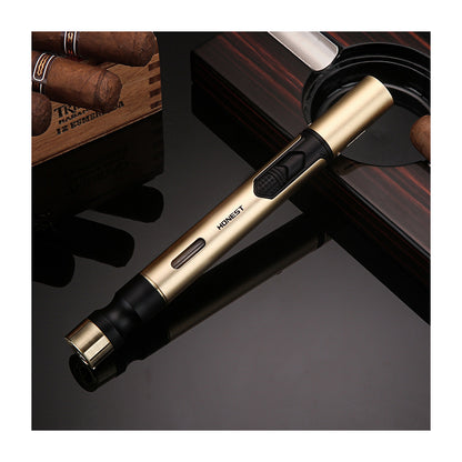 Honest Torch Lighters,5 in 1 Refillable Butane Torch Lighters,Butane Not Included, Windproof Adjustable Jet Flame Pen Shape Lighter with Cutter Punch,Holder,Draw Tool Gas Lighter Accessories Kit in Gift Box
