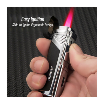 Honest Personalized Multifunction Jet Flame Lighter with Built In Cutter Creative Wood Grain Red Torch Lighter Hot Selling Model