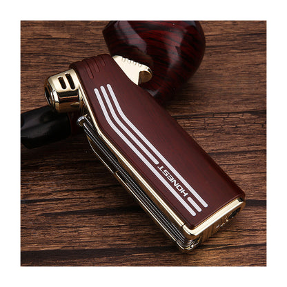 Honest Retro Angled Flame Refillable Butane Lighter with Integrated Cutter Tamper Scraper Tool