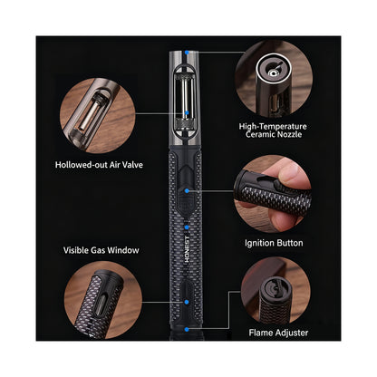 Honest Windproof Straight-in Adjustable Jet Flame Torch Lighter, Visible Gas Chamber, Pen-Style Metal Long Lighter, Portable, Recyclable, Candle Cigar Unless Outdoor Camping Barbecue Dedicated