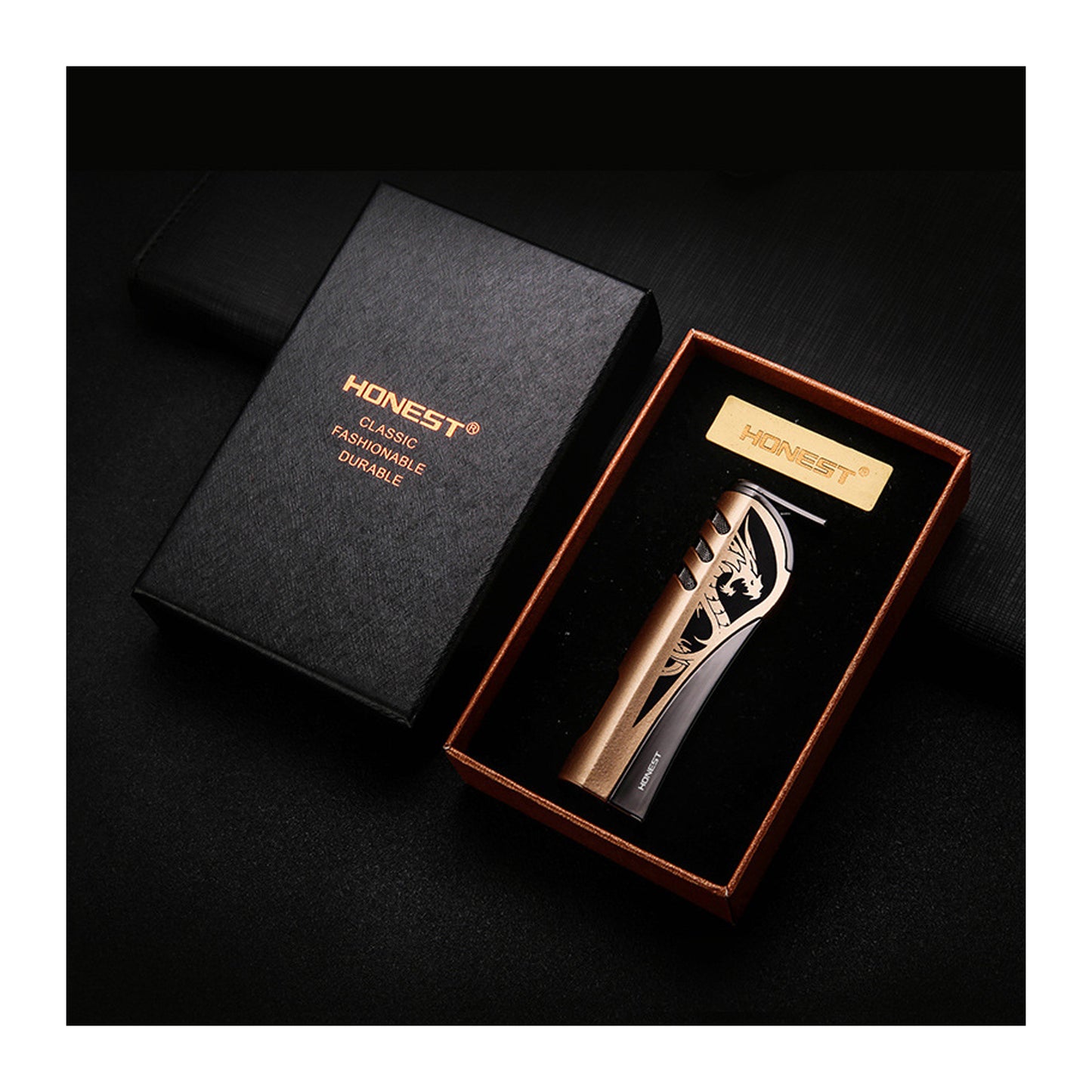 HONEST Blue Flame Torch Lighter Refillable Gas Lighter Creative Metal Design Unique Gift Idea for Men and Women