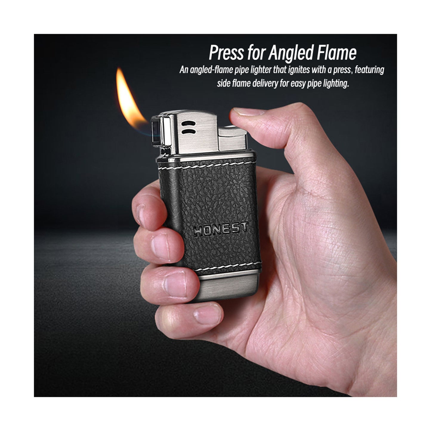 Honest Angled Flame Lighter Classic Retro Refillable Butane Lighter for Men Gift