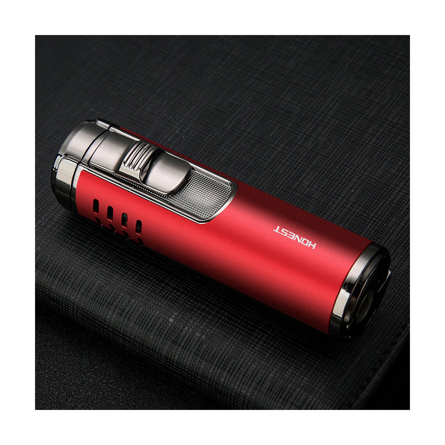 Honest Torch Lighter, 4 Jet Flame Lighter with Punch,Refillable Butane Windproof Lighter Gift for Men (Without Gas)