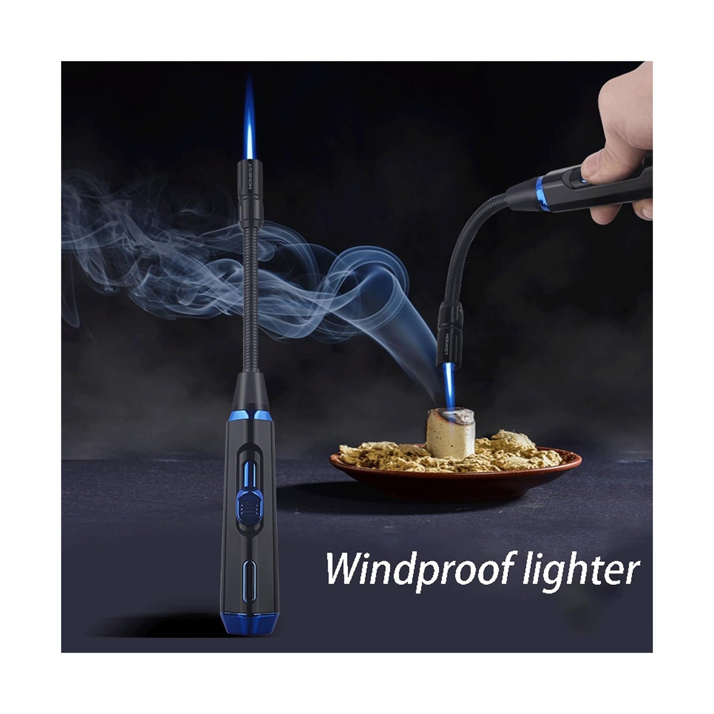 Honest Refillable Butane Lighter, Extra Long Jet Lighter, Multi-Purpose Lighter for Candle Camping (Butane not Included)