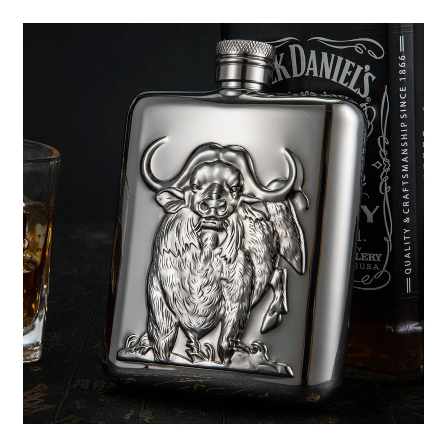 Honest Genuine 304 Stainless Steel Hip Flask 6oz Portable Outdoor Handmade Liquor Flask with Funnel