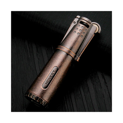Honest Metal Kerosene Gasoline Vintage Collectible Lighter, Wheeled Trench Cool Lighter Windproof Trench (Liquid Not Included) Refillable Fuel, Portable Candle Cigar Lighter Outdoor Camping