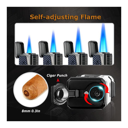 HONEST Four Jet Flame Windproof Butane Torch Lighter – Refillable and Adjustable, Perfect Gift Set for Men, Fathers Day, Friends, and Dads