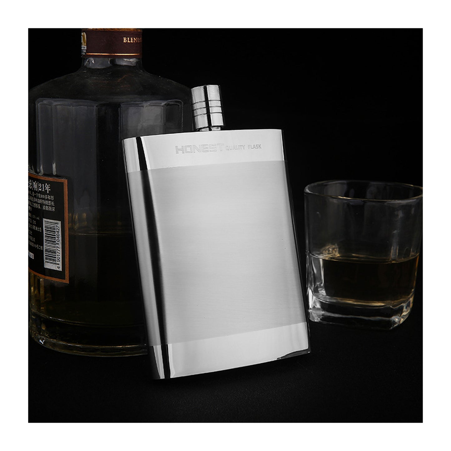 Honest Stylish 6oz Hip Flask 304 Stainless Steel Portable Alcohol Flask with Polished Finish for Outdoor Travel and Gifts