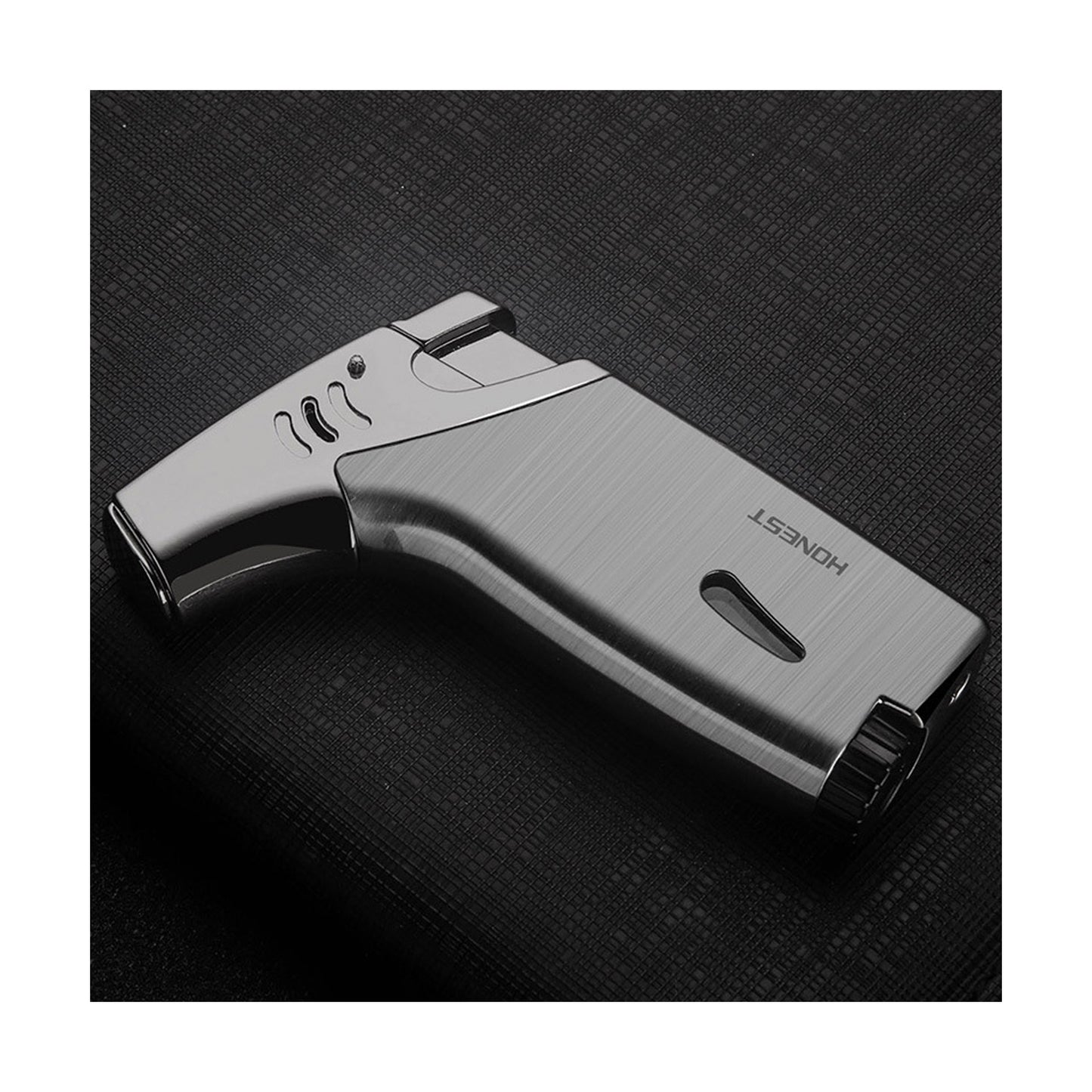 Honest Outdoor Angled Jet Torch Lighter Metal Refillable Windproof Flame for Camping Incense Mosquito Coil and Moxa Heating