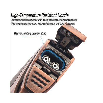 Honest New Refillable Windproof Double Jet Torch Lighter Metal Durable Flame Ignition Gift Design for Outdoor and Incense Use