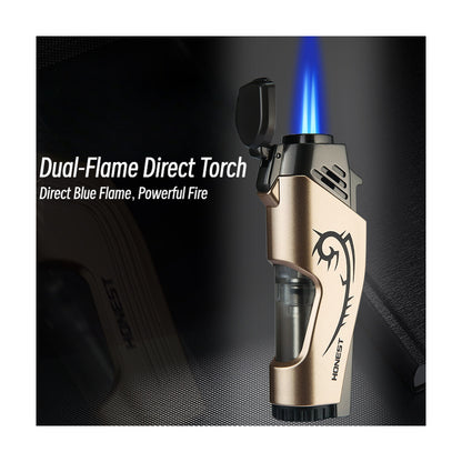 Honest New Dual Jet Blue Flame Windproof Portable Refillable Lighter Personalized Design Business Gift