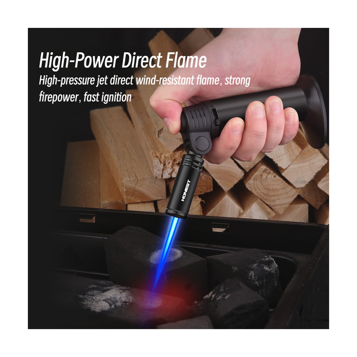Honest Curved Metal Turbo Lighter – Windproof Refillable Torch, Small Welding Gun for Incense & Outdoor Camping Tools