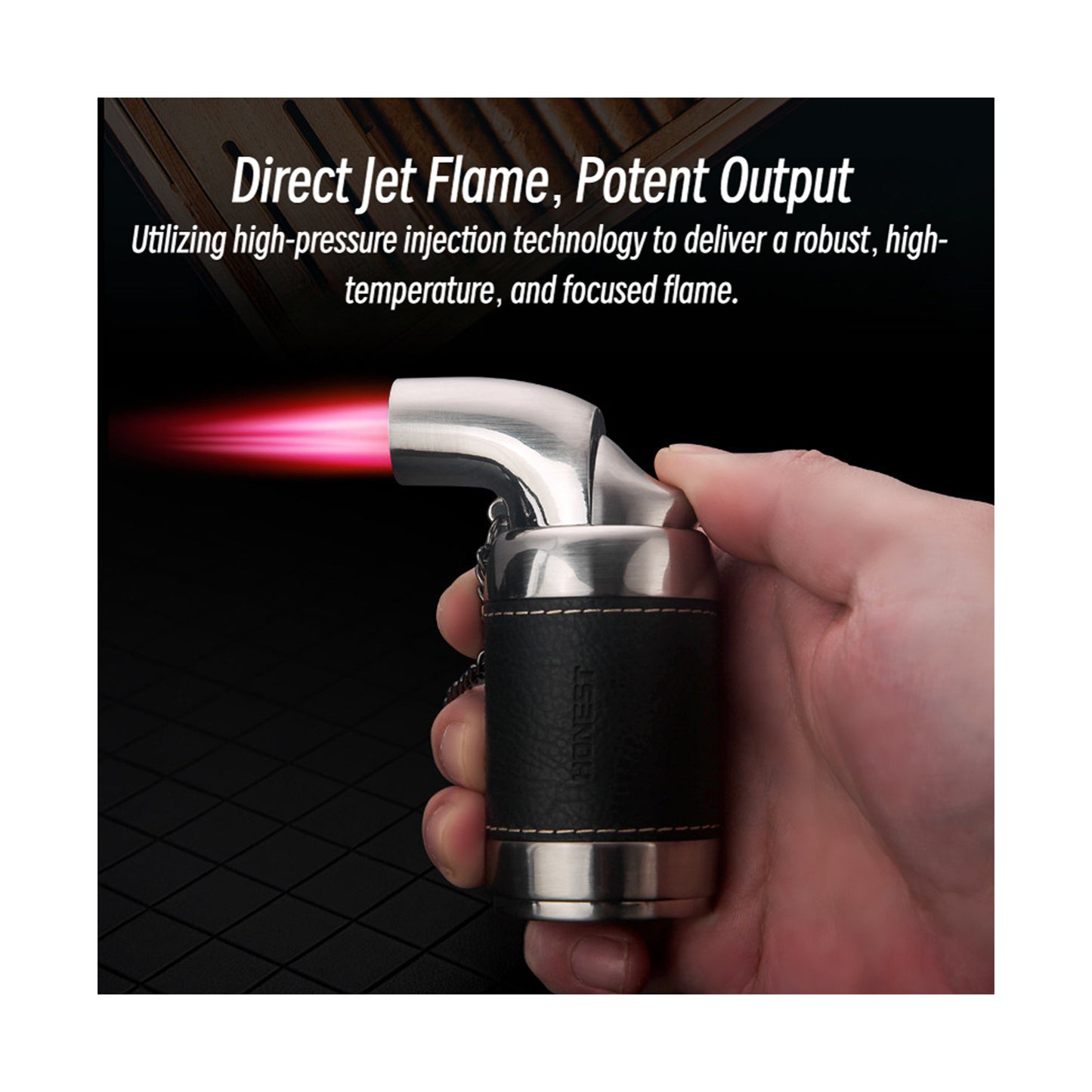 Honest Authentic Extra-Large Windproof Metal Lighter with Four-Stream Jet Flame – Creative Outdoor Rechargeable Design