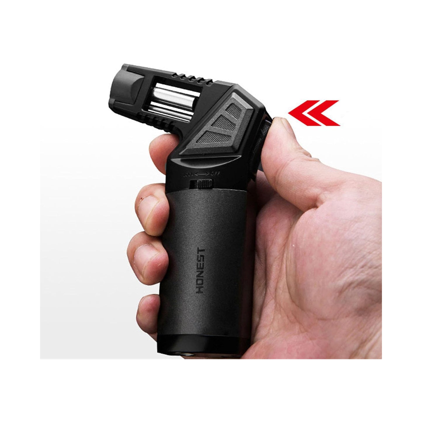 Honest Butane Torch Lighter Refillable Adjustable Jet Flame, Multipurpose Outdoor Windproof Cooking Cool Torch Lighters (Butane Not Included)