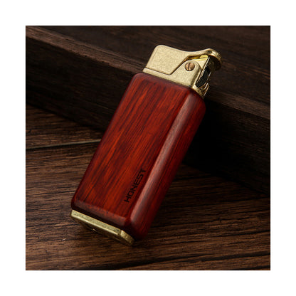 Honest Wood Vintage Antique Kerosene Lighter, Reusable Soft Flame Lighter with Wooden Box, Cool Flip Lighter for Men, Dads, Husbands Gift
