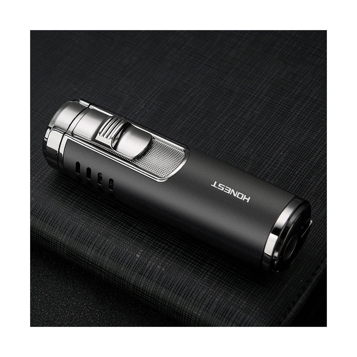 Honest Torch Lighter, 4 Jet Flame Lighter with Punch,Refillable Butane Windproof Lighter Gift for Men (Without Gas)