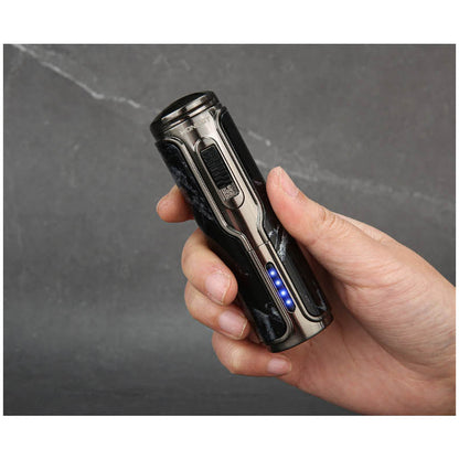 Honest Arc Pulse Windproof Three Straight Blue Flame Lighter, Metal Torch Lighter with Punch Hole, Refillable with Butane, Adjustable Flame, Suitable for Indoor and Outdoor Use