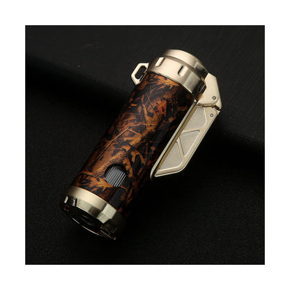 Honest Windproof Butane Lighter Jet 3 Flames Hidden Punch Tool Visible Butane Adjustable Flame Suitable for Outdoor Men Gift Camping (Butane Not Included)