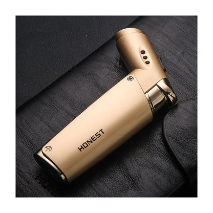 HONEST Mini Portable Windproof Refillable Metal Butane Lighter Straight Jet Flame Compact Pocket Lighter for Men Gift